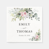 Serviette En Papier Serviettes de Mariage rose vif verdoyantes (Devant)