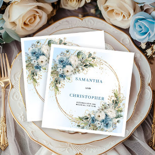 Serviette En Papier Serviettes de mariage roses bleues poussiéreuses é