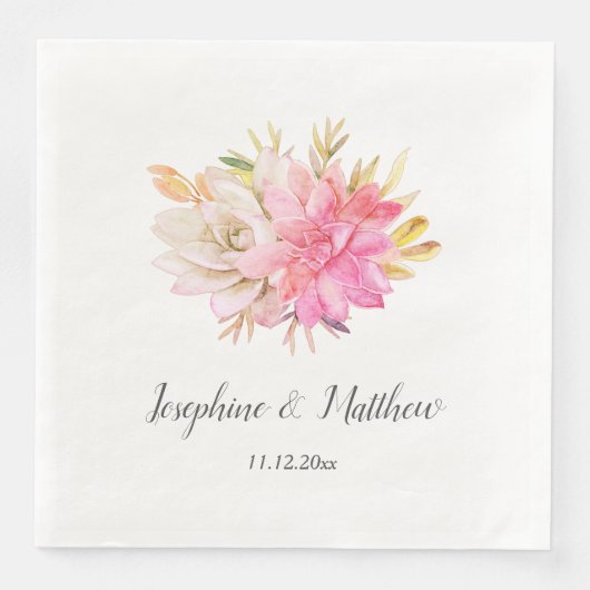 Serviette En Papier Serviettes de Mariage Rustic Desert Succulents (Devant)