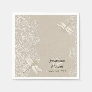 Serviette En Papier Serviettes de Mariage rustique Burlap et dentelle
