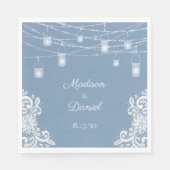 Serviette En Papier Serviettes de Mariage Rustique Dusty Blue Lights (Devant)