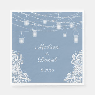 Serviette En Papier Serviettes de Mariage Rustique Dusty Blue Lights