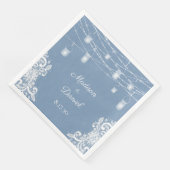 Serviette En Papier Serviettes de Mariage Rustique Dusty Blue Lights (Coin)
