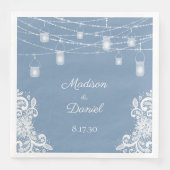 Serviette En Papier Serviettes de Mariage Rustique Dusty Blue Lights (Devant)