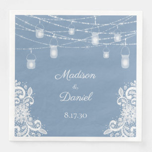 Serviette En Papier Serviettes de Mariage Rustique Dusty Blue Lights