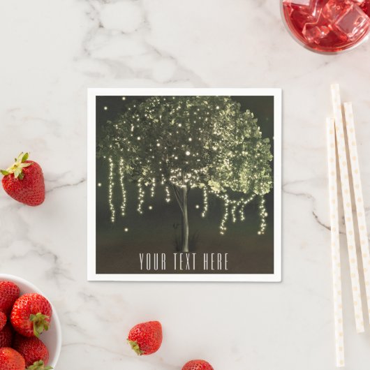 Serviette En Papier Serviettes de Mariage Rustique Mossy Lighted Tree (En situation)