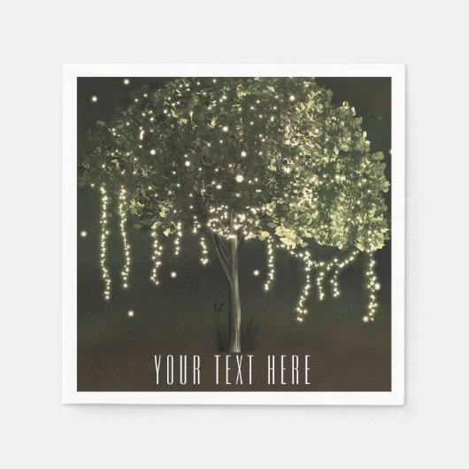 Serviette En Papier Serviettes de Mariage Rustique Mossy Lighted Tree (Devant)