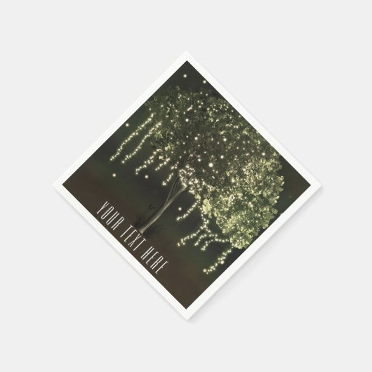 Serviette En Papier Serviettes de Mariage Rustique Mossy Lighted Tree (Coin)