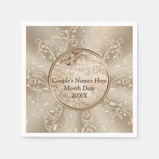 Serviette En Papier Serviettes de Mariage Rustique personnalisées avec (Devant)