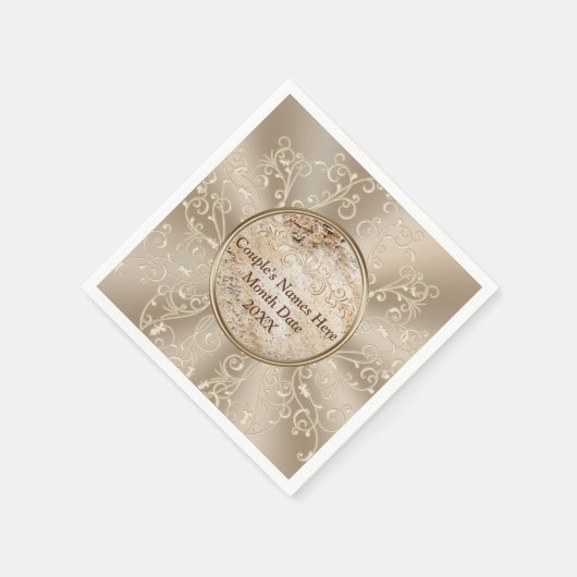 Serviette En Papier Serviettes de Mariage Rustique personnalisées avec (Coin)