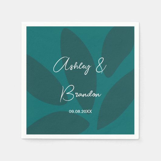 Serviette En Papier Serviettes de mariage sarcelle botanique à fleurs  (Devant)