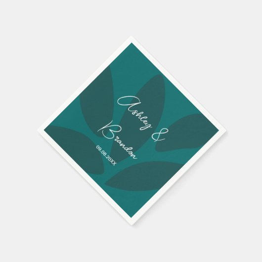 Serviette En Papier Serviettes de mariage sarcelle botanique à fleurs  (Coin)