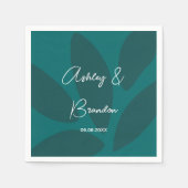 Serviette En Papier Serviettes de mariage sarcelle botaniques à pétale (Devant)