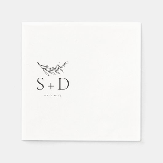 Serviette En Papier Serviettes de mariage simples monogrammes (Devant)