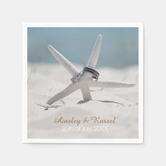 Serviette En Papier Serviettes de mariage Starfish Beach (Devant)