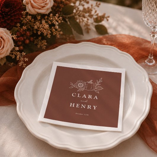 Serviette En Papier Serviettes de mariage Terracotta Rust Pumpkin Sunf