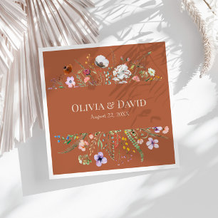 Serviette En Papier Serviettes de mariage Terracotta Wildflower Meadow