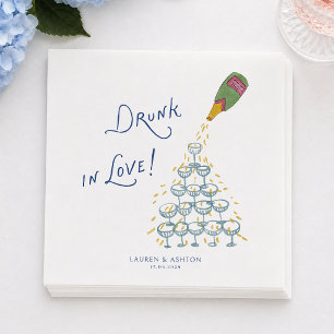 Serviette En Papier Serviettes de mariage Tour de champagne Amoureuses