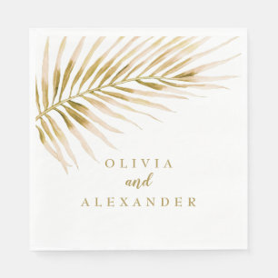 Serviette En Papier Serviettes de mariage Tropical Gold Palm
