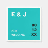 Serviette En Papier Serviettes de mariage turquoise modernes (Devant)