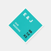 Serviette En Papier Serviettes de mariage turquoise modernes (Coin)