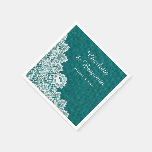 Serviette En Papier Serviettes de Mariage Turquoise Rustique Burlap et (Coin)