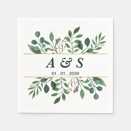 Serviette En Papier Serviettes de Mariage vert blanc (Devant)