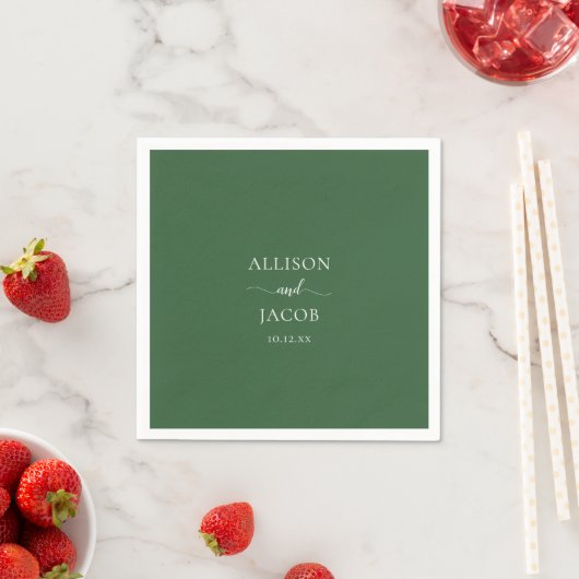 Serviette En Papier Serviettes de mariage vert chasseur classiques (En situation)