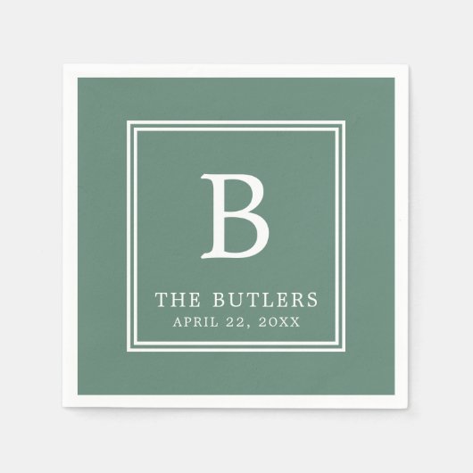 Serviette En Papier Serviettes de Mariage vert Eucalyptus personnalisé (Devant)