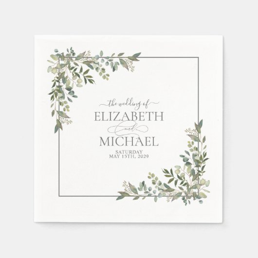 Serviette En Papier Serviettes de Mariage vert Eucalyptus Sage Botaniq (Devant)