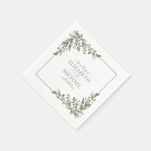 Serviette En Papier Serviettes de Mariage vert Eucalyptus Sage Botaniq (Coin)