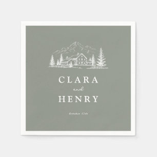 Serviette En Papier Serviettes de mariage vert forêt pin