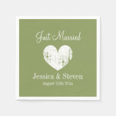 Serviette En Papier Serviettes de mariage vert mousse avec nom personn (Devant)