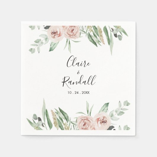 Serviette En Papier Serviettes de Mariage vert rose pâle (Devant)