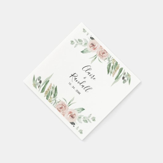 Serviette En Papier Serviettes de Mariage vert rose pâle (Coin)