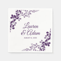 Serviettes de mariage vignes ou Baby's Breath viol