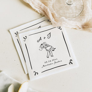 Serviette En Papier Serviettes de mariage voiture vintage dessinées à