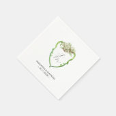 Serviette En Papier Serviettes de monogramme de mariage Hydrangea vert (Coin)