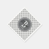Serviette En Papier Serviettes de monogramme gris et blanc (Coin)