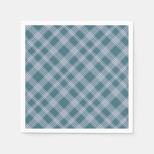 Serviette En Papier Serviettes de Motif Cyan Plaid (Devant)