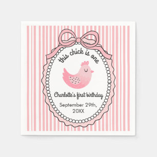 Serviette En Papier Serviettes de naissance à rayures et nœud poulet m