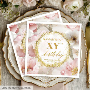 Serviette En Papier Serviettes de naissance personnalisées fleurs rose