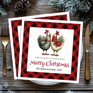Serviette En Papier Serviettes de Noël à nom éditable avec des poules