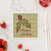 Serviette En Papier Serviettes de Noël au houx vert (En situation)