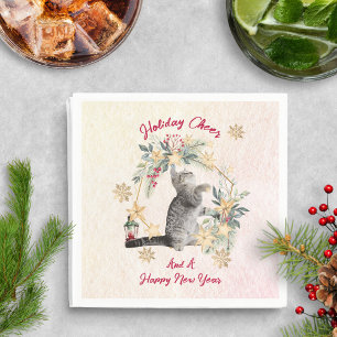 Serviette En Papier Serviettes de Noël avec chats – Dessin de couronne