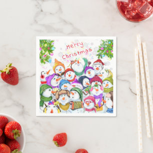 Serviette En Papier Serviettes de Noël avec Happy Snowmans Party