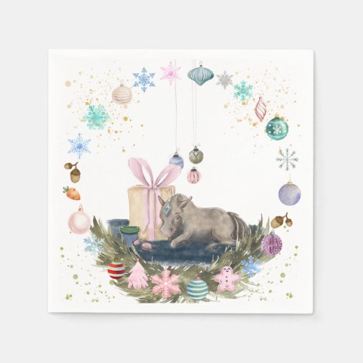 Serviette En Papier Serviettes de Noël avec image de cheval (Devant)