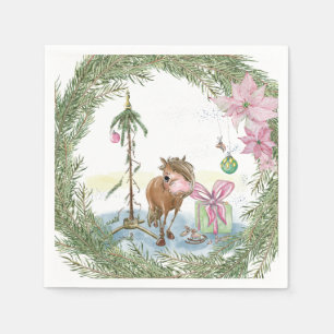 Serviette En Papier Serviettes de Noël avec image de poney