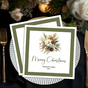 Serviette En Papier Serviettes de Noël avec nom de famille et arbre de