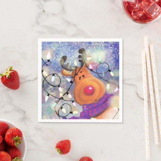 Serviette En Papier Serviettes de Noël avec Rennes de Rennes Joyeuses (En situation)